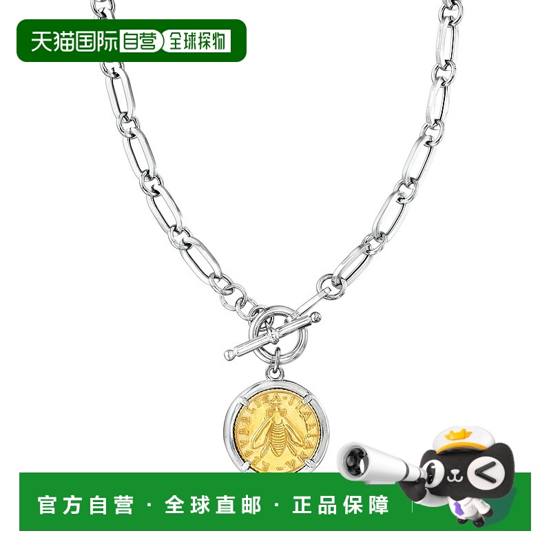 自营 Ross-Simons 意大利仿制蜜蜂里拉硬币项链 925 纯银和 18 克