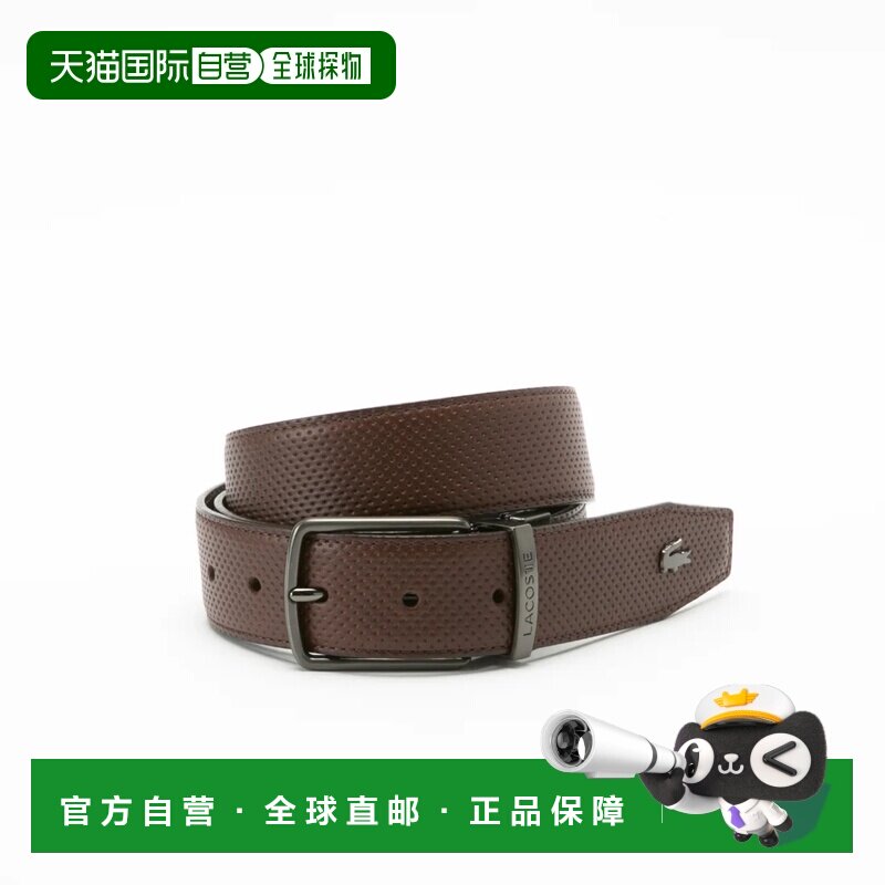 日本直邮LACOSTE 双面皮革腰带 深棕色皮带