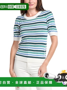 自营 T Tahari Elbow Puff Sleeve Sweater - blue 美国奥莱直发