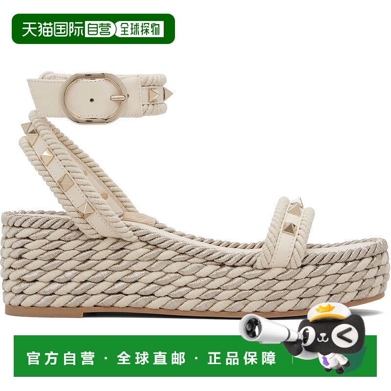 香港直邮valentino 华伦天奴 女士 灰白色 Rockstud Flatform 凉