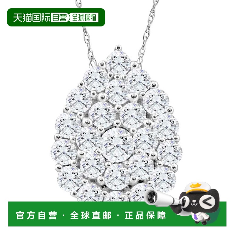 自营 pompeii32 克拉 TW 真钻石泪滴形吊坠 10k 白金 18 英寸女士