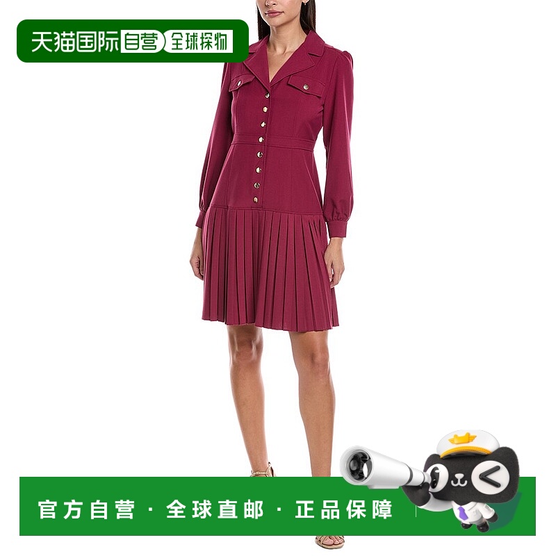 自营 Nanette Nanette Lepore褶皱垂腰连衣裙-紫色 美国奥莱直发