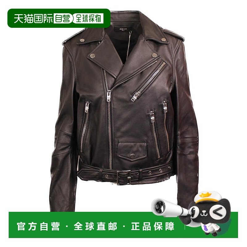 1h可退 【美国直邮】Amiri|PERFECTO 带油漆刺绣黑色皮夹克皮衣