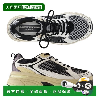 韩国直邮GOLDEN GOOSE 25FW Lightstar 网布系带运动鞋 白色/黑色