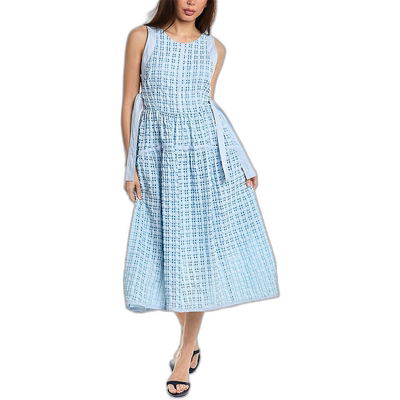 自营 3.1 Phillip Lim 塔夫绸格纹连衣裙 - 蓝色 美国奥莱直发