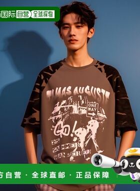 1h可退 日本直邮WEGO男士潮流迷彩拉格兰T恤Y2K风格 MT25SM04M001
