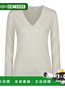 1h可退 香港直邮潮奢 MaxMara 麦斯玛拉 女士 白色V领羊绒毛衣 25
