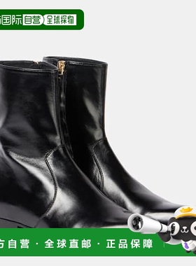 香港直邮KHAITE 女士 Colt 皮质短靴 black黑色 舒适时尚女靴