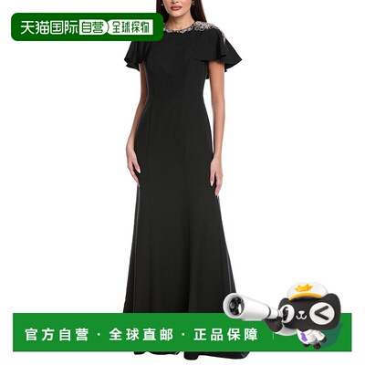 自营rene ruiz雷内 鲁伊斯无袖柱形礼服-黑色 美国奥莱直发连衣裙