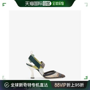 Fendi 香港直邮潮奢 棕色网纱高跟露跟女鞋 女士 8J6851A8UG 芬迪