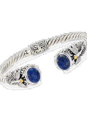 自营 Ross-Simons 青金石巴厘岛风格蜻蜓手镯 925 纯银和 18 克拉