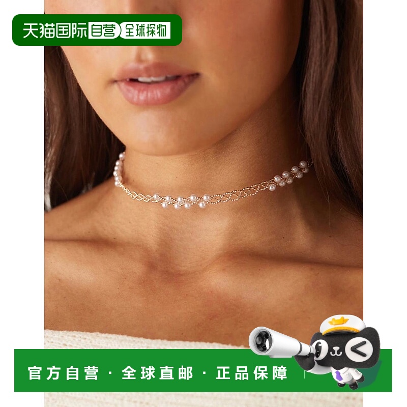 1h可退 香港直邮ASOS 女士 torque 设计人造珍珠色调短项链(金色)