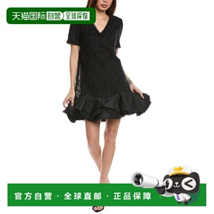 自营 Badgley Mischka Flounce Hem Shift Dress - black 美国奥