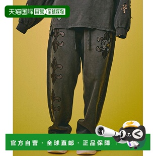 半破損百合徽章街頭風 裏毛運動褲 1h可退 日本直邮GALFY男女同款