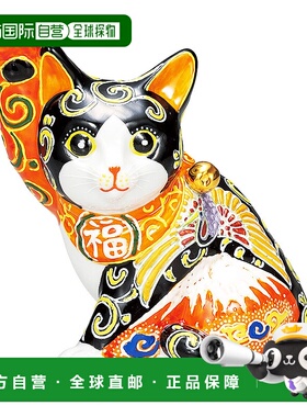 日本直邮九谷烧 5.5号 招财猫 红色富士山与仙鹤 吉祥物