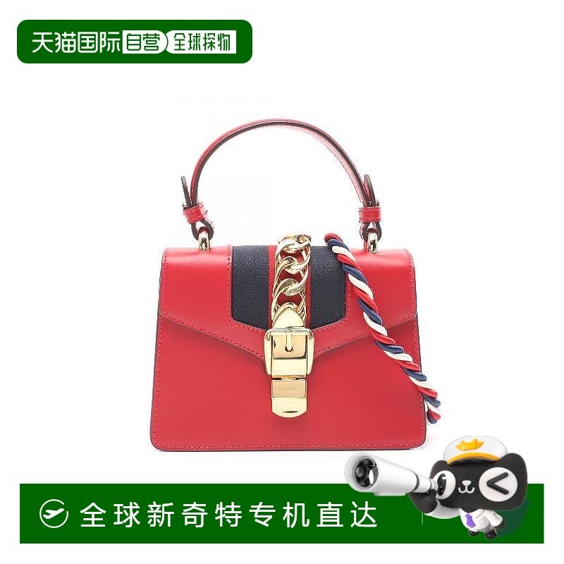 日本直邮中古Gucci古驰女包A级95新2WAY两用款牛皮斜挎包红色