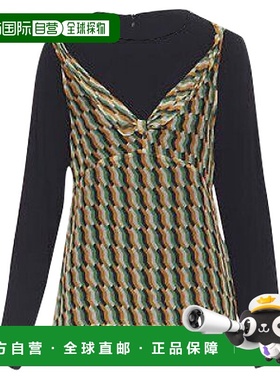 自营 Dries Van Noten真丝几何背心上衣-黑色 美国奥莱直发吊带