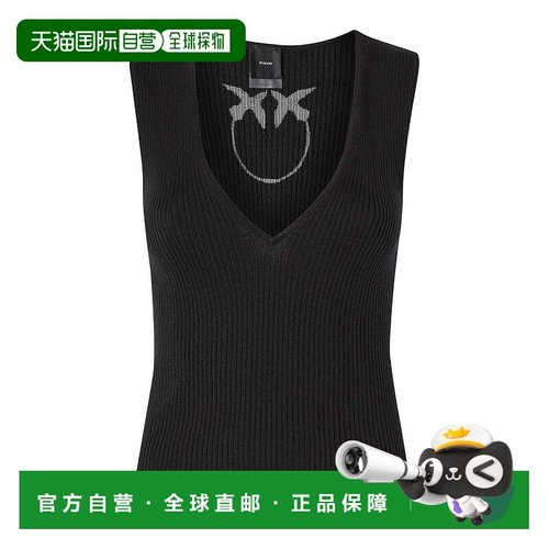 香港直邮PINKO 女士背心吊带 104808A1KWZ99 SS2025 黑色 Ribbed