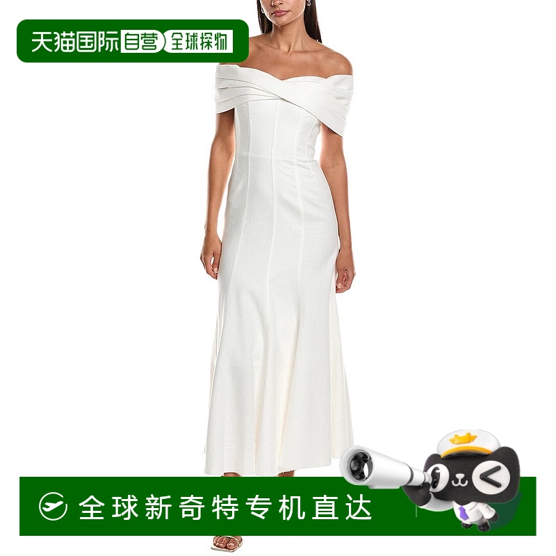 自营 Nicholas Ariana亚麻混纺迷笛连衣裙-白色 【美国奥莱】直发
