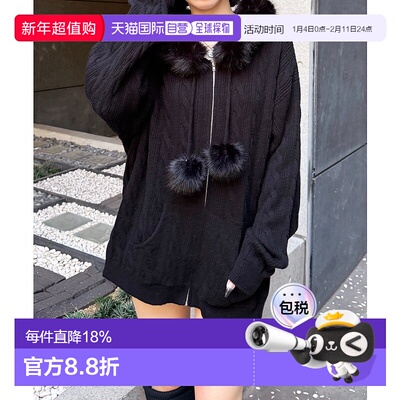 1h可退 日本直邮SPIRALGIRL 女装 宽松针织连帽衫 连衣裙 半拉链