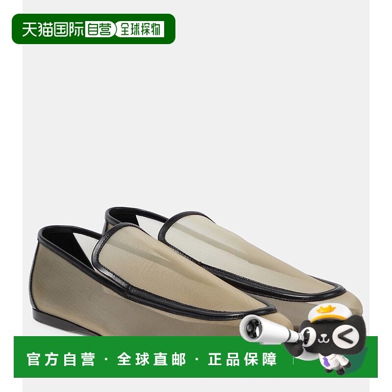 1h可退 香港直邮潮奢 KHAITE 女士 Alessia 皮革边网纱乐福鞋 003
