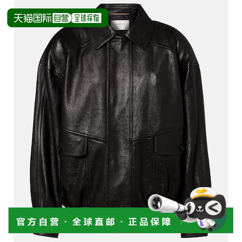 1h可退 香港直邮Saint Laurent 圣罗兰 女士 宽松款皮革夹克皮衣