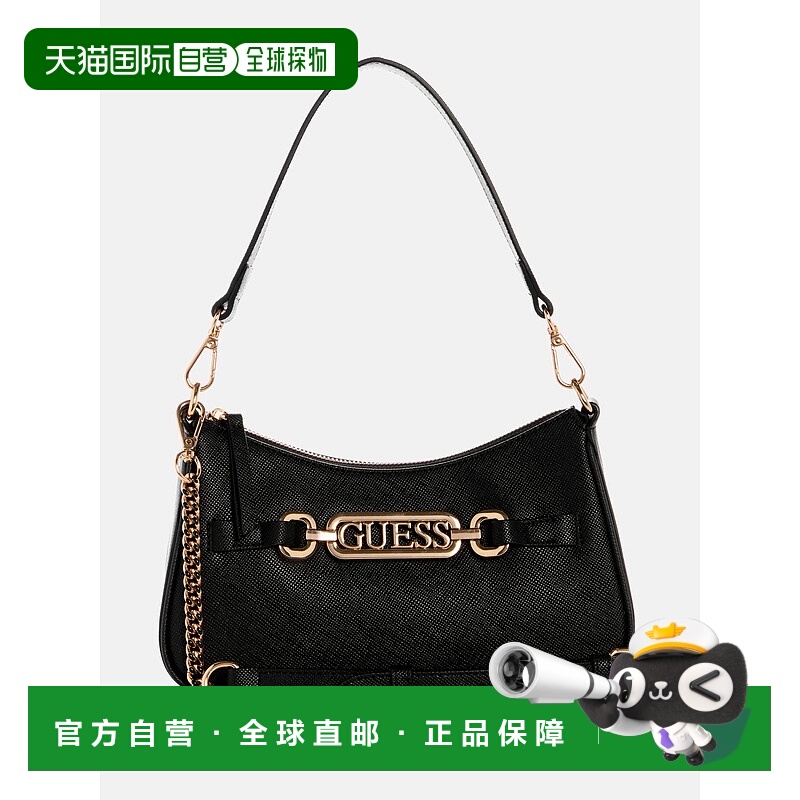 自营guessJayla Shoulder Bag - black floral print 美国奥莱直