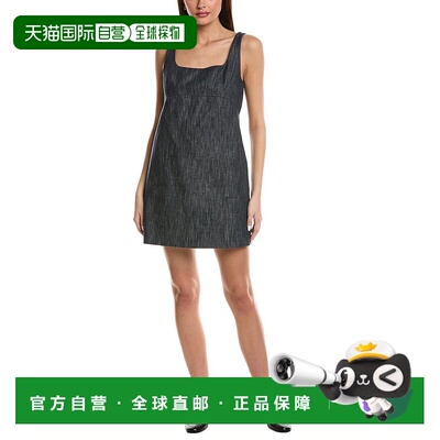 自营 Kenneth Cole斜纹露背亚麻混纺连衣裙-蓝色 美国奥莱直发