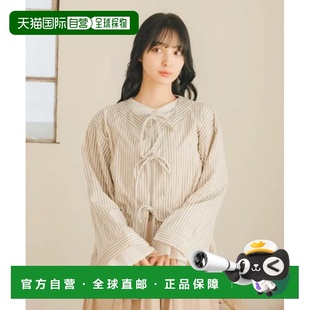 蝴蝶结设计 1h可退 条纹灯芯绒衬衫 女装 S413 日本直邮amr.