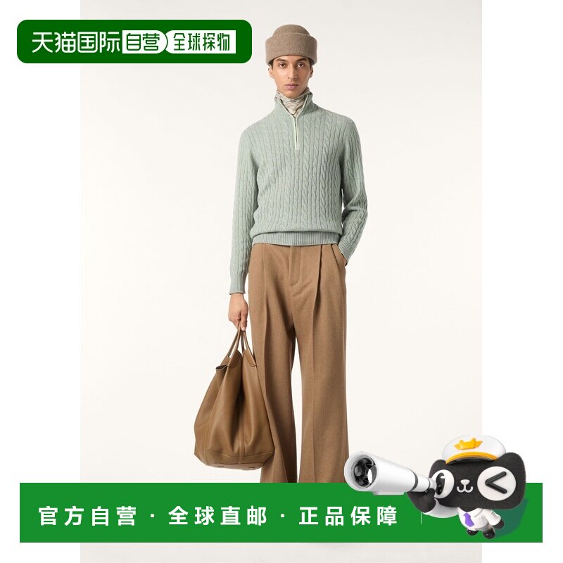 自营欧洲直邮Loro Piana 男士灰绿色羊绒高领婴儿羊绒衫毛衣