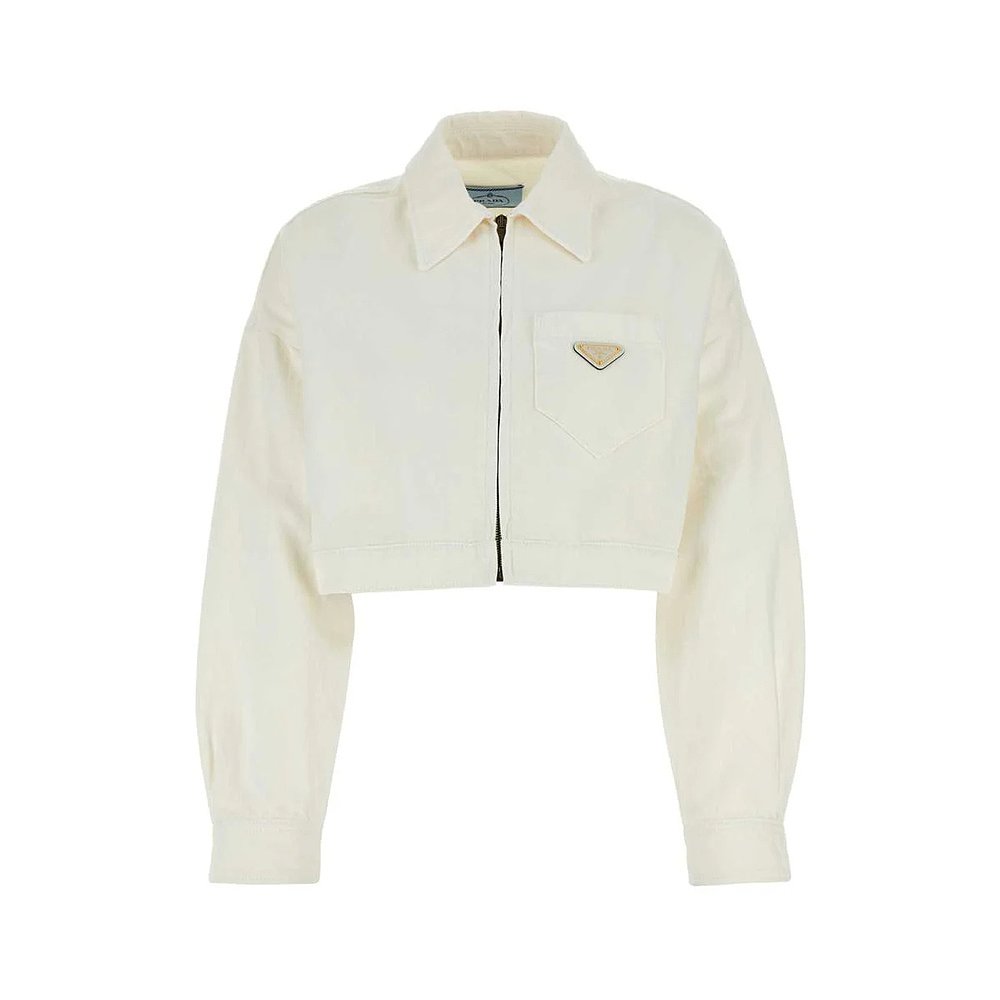 潮奢 Prada 普拉达 女士 白色牛仔布夹克 GFB279S21214LW