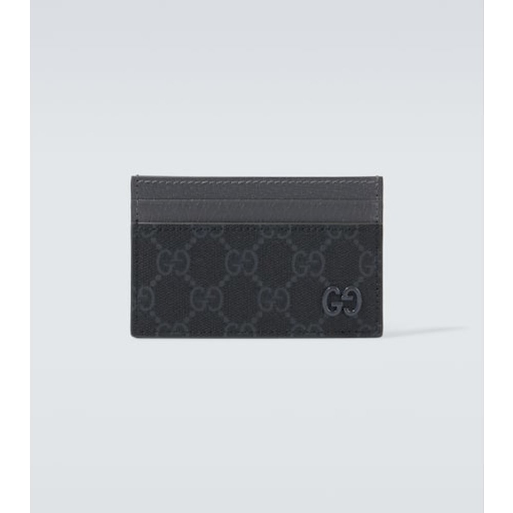 潮奢 Gucci 古驰 男士 GG 帆布皮革卡套 black黑色 舒适时尚