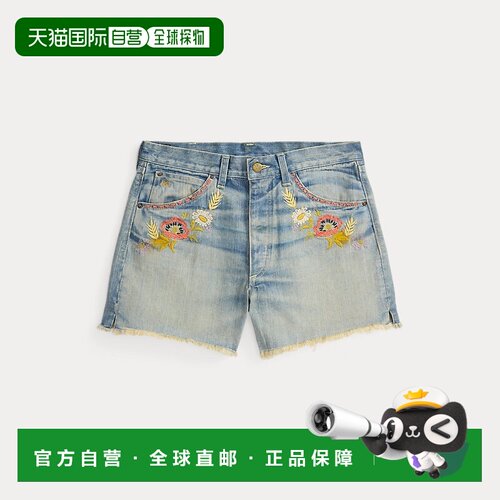 自营欧洲直邮Ralph Lauren拉夫劳伦 女士Huchinson靛蓝色牛仔刺绣