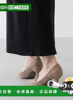 【日本直邮】Menuemenue8厘米高跟尖头高跟鞋（灰灰色/绒面革浅口