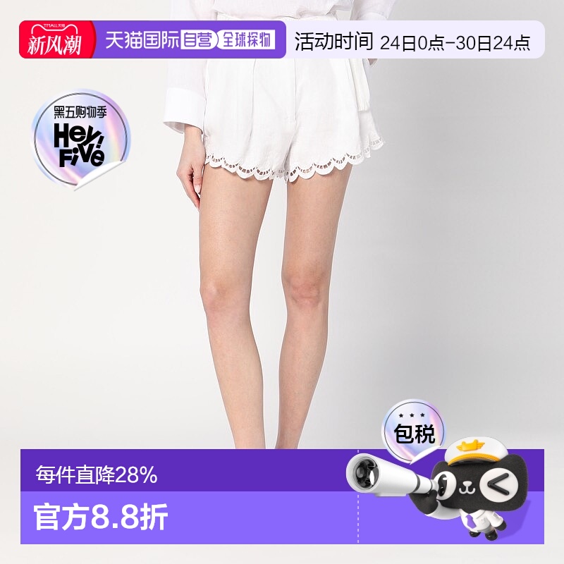 1h可退 香港直邮潮奢 FARM RIO 女士 白色亚麻短裤 337204LIL0036