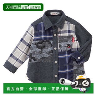 Navy 80cm 日潮跑腿mikihouse 5302 儿童格纹百搭衬衫