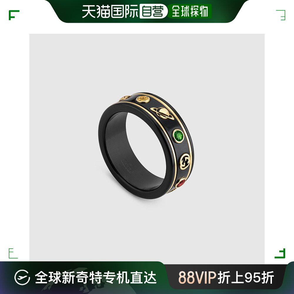 自营gucci 古驰 金饰品  icon系列18k黄金黑色宝石戒指 ybc527095