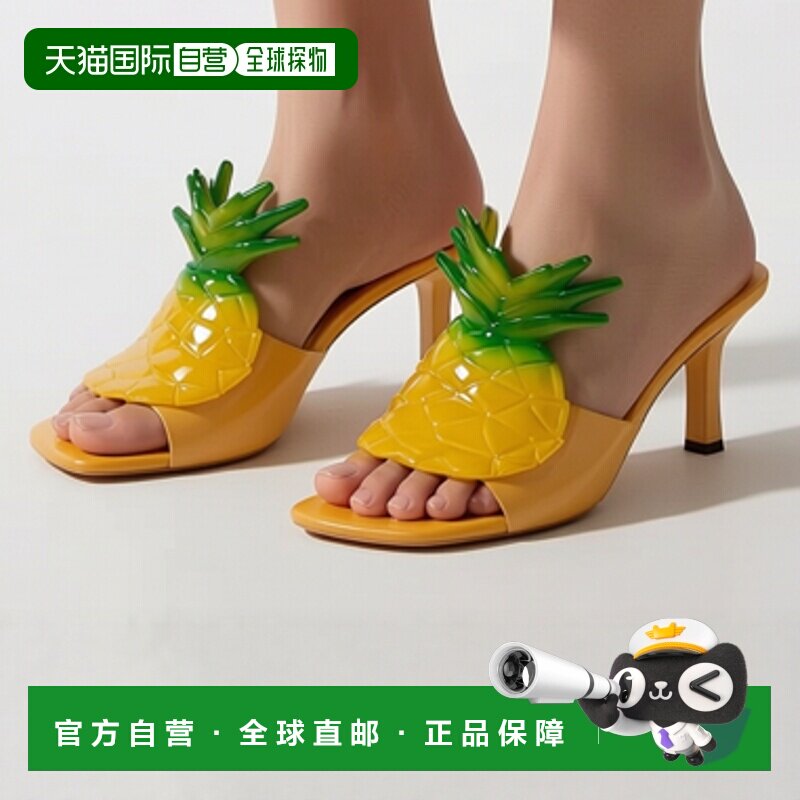 自营欧洲直邮Loewe罗意威 女士菠萝黄色PVC凉鞋高跟
