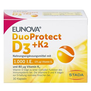欧洲直邮德国Stada维生素D3K2胶囊补钙1000/50骨质疏松骨密度30粒
