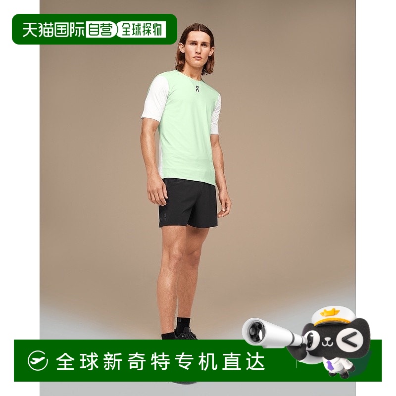 欧洲直邮On昂跑Ultra系列男士黑色/小溪蓝再生聚酰胺logo印花短裤