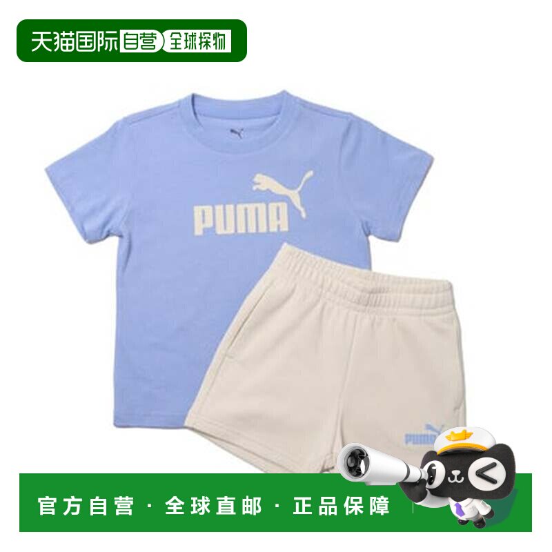日本直邮PUMA 青少年T恤短裤套装 ESS NO.1 标志T恤及短裤套装 G图片