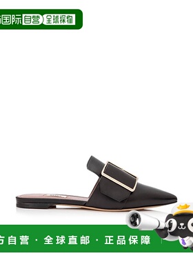 自营 Bally Hamelin 女士 6221172 黑色皮革搭扣穆勒鞋 - 多色 美