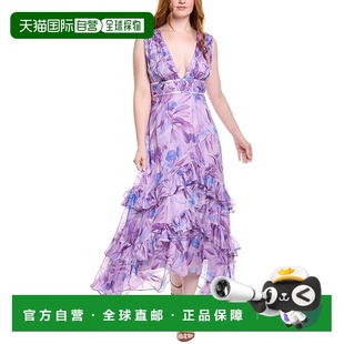 紫色 Senora丝绸混纺礼服 美国奥莱直发服饰连衣裙长裙 AMUR 自营
