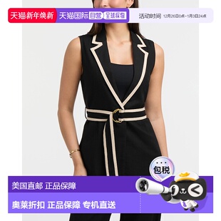 Tracy女式 黑色 无袖 对比细节 美国奥莱直发 腰带背心 自营Ellen