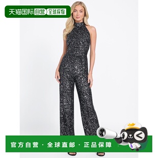 美国奥莱直发连体裤 自营guessStacy black Jumpsuit Sequin