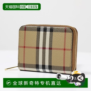 日本直邮BURBERRY Bur 格纹拉链钱包 零钱包卡包圆形拉链迷你钱包