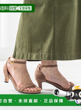 【日本直邮】Menue menue 踝带 5cm 后跟凉鞋（3035 灰米色 sd）