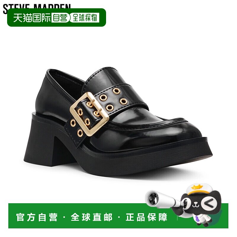 日本直邮Steve Madden 女士大搭扣乐福鞋7 厘米鞋跟金色鞋底稳固S图片