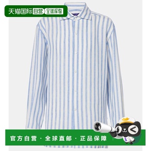 香港直邮Ralph 条纹亚麻衬衫 Lauren 女士 001 拉尔夫劳伦 1h可退