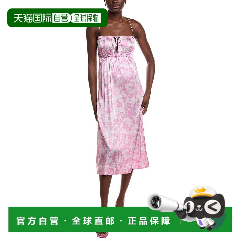 自营GANNI Silk-Blend Stretch Satin Slip Dress - pink 美国奥